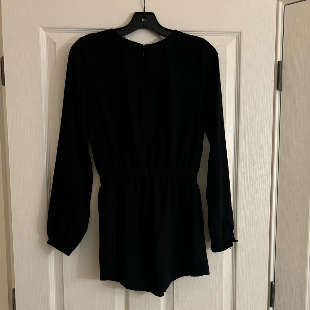 LOVERS + FRIENDS Long Sleeve Black Romper with Gold Brocade Details - Picture 9 of 13